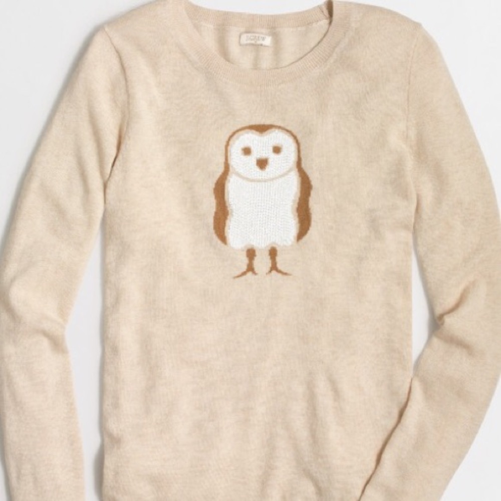 J. Crew Cream Owl Sweater